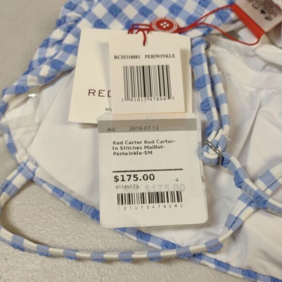 Red Carter In Stitches Maillot Periwinkle Size Smal one piece Swimsuit - New - Picture 5 of 6
